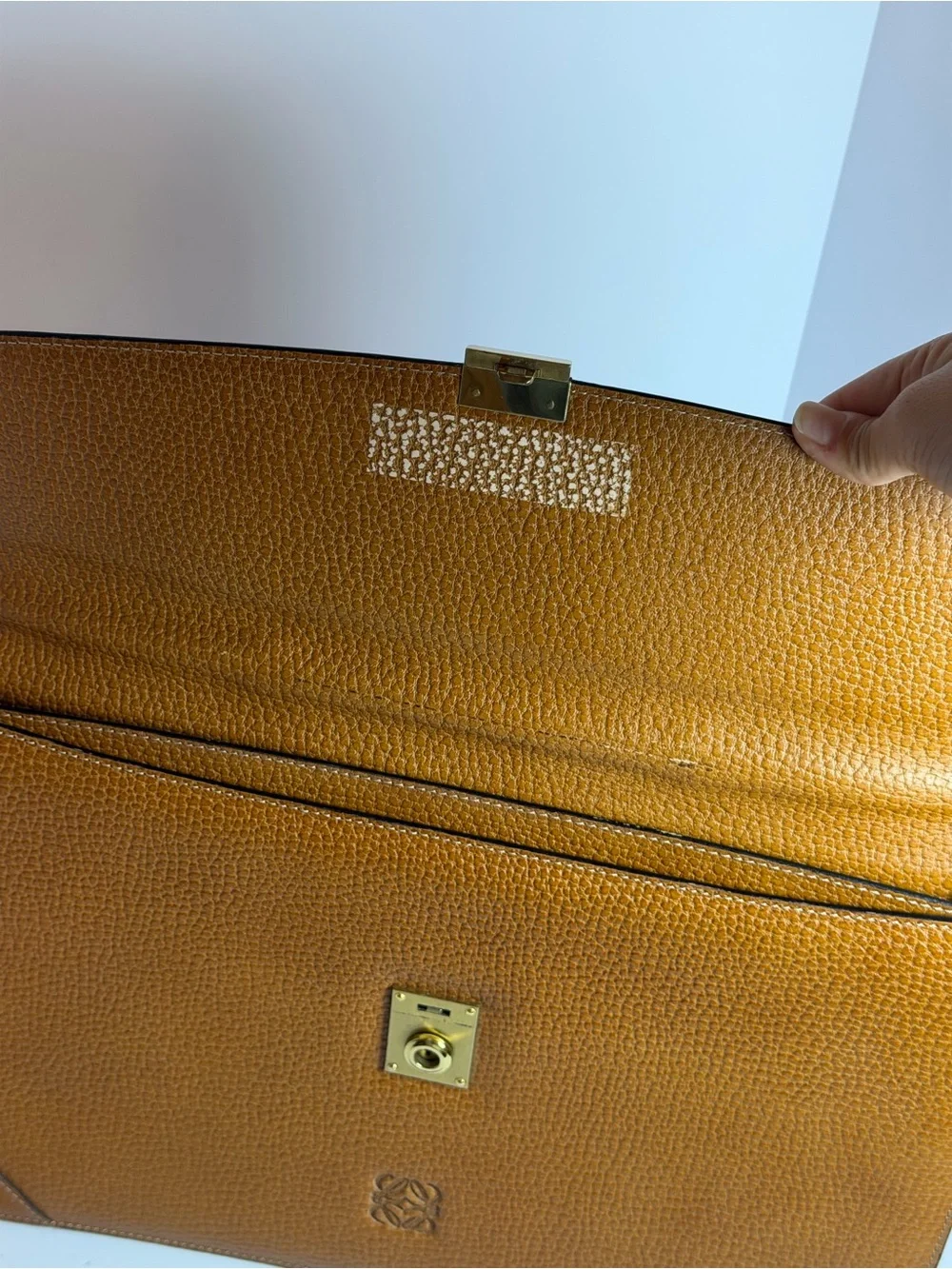 Vintage Loewe Textured Brown Leather Briefcase